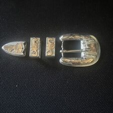 Sterling Silver And Rose Gold Belt Buckle And Belt Ends Made In Mexico picture