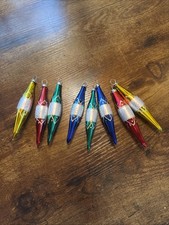 Vintage Miniature Tear Drop Christmas Tree Ornaments Glass Icicle Glitter (8) 4