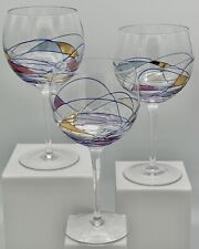 VTG Helios By Artland Hand Crafted Balloon Wine Glass Mosaic Glasses Set Of 3 picture