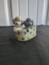 Cute Lladro NAO Retired (1988) Poodle Puppies In Polka Dot Basket #1082 (Spain) picture