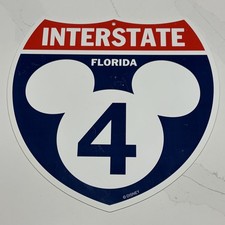 Disney Interstate Sign Florida I-4 Souvenir Mickey Mouse Logo Vintage Highway picture