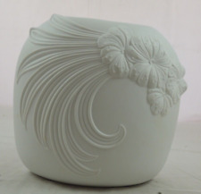 KAISER White Bisque 7” Pillow Vase – Raised Floral Design – M Frey Design - picture