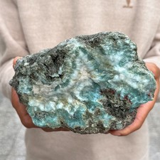 6.67LB Natural Raw Larimar Rough Quartz Crystal Gemstone Mineral Specimen picture