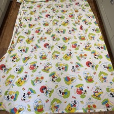 Vintage 1970’s “Mickey’s Garden” Print Single Flat Sheet VGC Official Disney picture