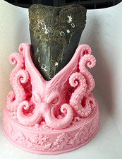 Megaldon tooth stand Pink kraken  Display Stand fossil shark tooth picture