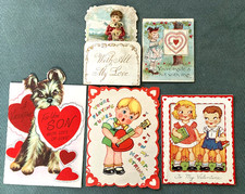 Antique/Vntg. Lot of 5 Valentine Cards Pop Up tissue Fold Out Victorian Die Cut picture