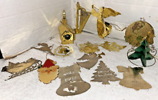 Vintage Christmas Tree Gold Metal Ornaments {Z} picture