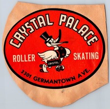 Crystal Palace & Davis Recreation Roller Skating Ad Sticker on a scrapbook page picture
