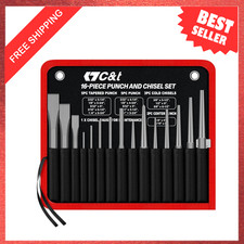 16-Piece Punch and Chisel Set with Storage Pouch, Chrome Vanadium Steel, Home picture