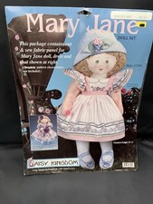 DAISY KINGDOM 7200 Mary Jane Doll Kit Cut Out Fabric Panel Doll Dress & Hat 23.5 picture