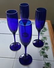 Vintage Libby Glass Cobalt Blue Champagne Glasses set of 4  8 3/4