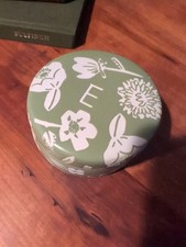 Anthropologie Trinket Dish E Green Floral Design Ceramic picture
