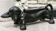 Cast Iron Black Sausage Dachshund Dog Boot Cleaner Scraper Statue Door Stopper picture