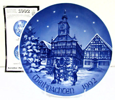 Vintage Bareuther Porcelain Plate Weihnachten 1992 Market Place in Heppenheim picture