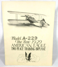1929 american eagle a - 229 2 place training biplane vintage dealer  brochure picture