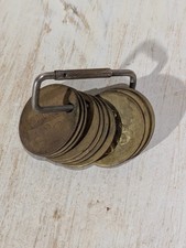 Vtg Set of 10 Numbered Brass Tags, 1.25