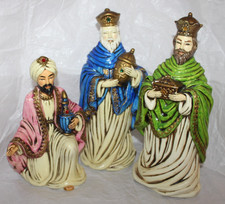 Vintage LARGE Josef Originals 3 Kings Wise Men Chalkware Nativity Figures Set picture