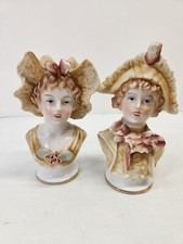 Vtg Victorian Man & Woman Busts Porcelain Figurine Bud Vase Germany THAMES 4961 picture