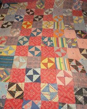 Vintage Handmade Scrappy Pinwheel Quilt 72