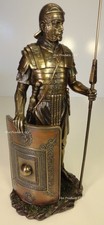 Ancient Times Roman Legion Soldier Javelin Rectangle Shield Statue Bronze Color picture