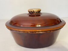 Vintage Hull Oven Proof Brown Drip Oval Serving Bowl Casserole with Lid USA picture