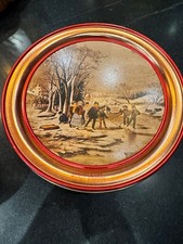 Vintage 1989 Currier and Ives Winter Pastime Cookie Tin 10