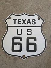 VINTAGE TEXAS ROUTE 66 TEXAS STATE AUTO ASSN.  PORCELAIN SIGN Appx  12