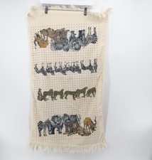 Vtg 70s Lady Pepperell Animal Walk Bath Towel West Point Fringe Polka Dot Safari picture