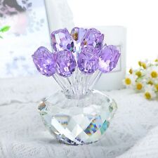 HDCRYSTALGIFTS Crystal Rose Flower Figurine Ornament Collectibles for Valenti... picture