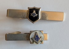 Vintage SWANK Masonic Tie Clips Goldtone 2pc Lot circa 1950-1960 picture