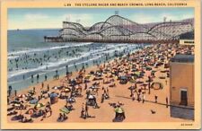 1936 LONG BEACH California Linen Postcard 