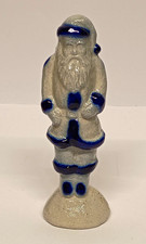 Salmon Falls Stoneware Hand Painted Glazed Santa Figurine Gray Blue 1995 picture