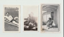 c.1930-40s x3 Photo Lot Handsome Shirtless Men Bulge Swimwear Gay Int picture