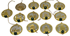 VTG Gold Brass Holographic Prism Christmas Light Covers Ornaments Lot 13 picture