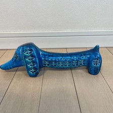 Bitossi Rimini Blu Dachshund Dog Figurine Aldo Londi Italy Pottery Vintage Japan picture