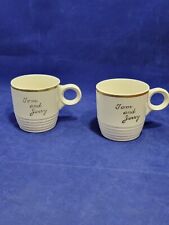 Pair Of Vintage Tom and Jerry Gold Accent Coffee / Tea Cups  picture