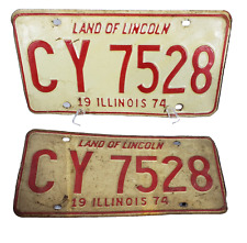 Vintage Illinois 1974 License Plates Matching Pair CY 7528 Man Cave Expired picture
