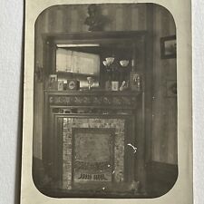 Antique RPPC Real Postcard Home Interior Mantel Fireplace Photos picture