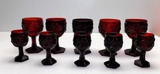 Vintage Avon 1876 Cape Heavy Ruby Red Glass Wine Goblets 6