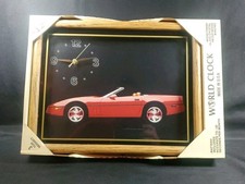 Vintage Jebco Corvette Limited Edition Clock Wood Frame New Red Convertible ' picture