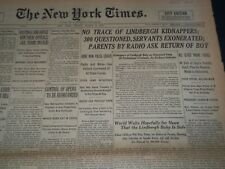 1932 MARCH 4 NEW YORK TIMES - WORLD WAITS HOPEFULLY THAT BABY IS SAFE - NT 7430 picture