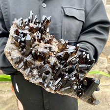 7.9LB Top rare natural beautiful black quartz crystal cluster mineral sample - picture
