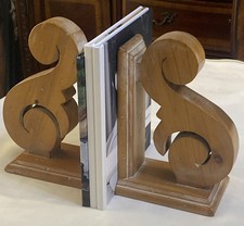 Vintage Solid Wood Bookends White Wash picture