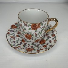 VTG Inarco Porcelain Orange Rose Japan Gold Trim Tea Cup & Saucer picture