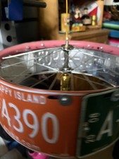  Vintage Aruba License Plate hanging lamp, 5 different years tiki bar decor picture