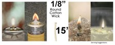 1/8 Round Cotton Wick 15' Kerosene Lantern Lamp Tiki Rock Candle Wick USA Seller picture