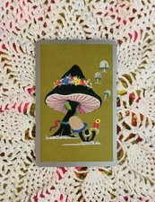 Vintage Single Swap Playing Card – 1 Single Card- Groovy Mushroom picture