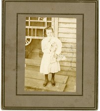 Lovely Young Victorian Girl with Puppy Original Vintage Photograph picture
