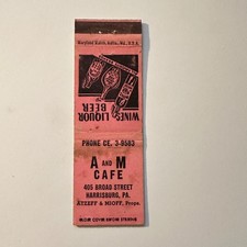 A&M Cafe Broad St Atzeff & Mioff Harrisburg PA Vintage Matchbook Cover 5MB130-5 picture