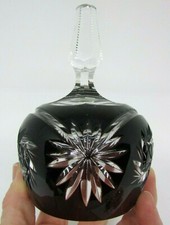 Vintage BOHEMIAN Dark Ruby Cut to Clear Glass DINNER BELL, Zipper Edge Handle picture